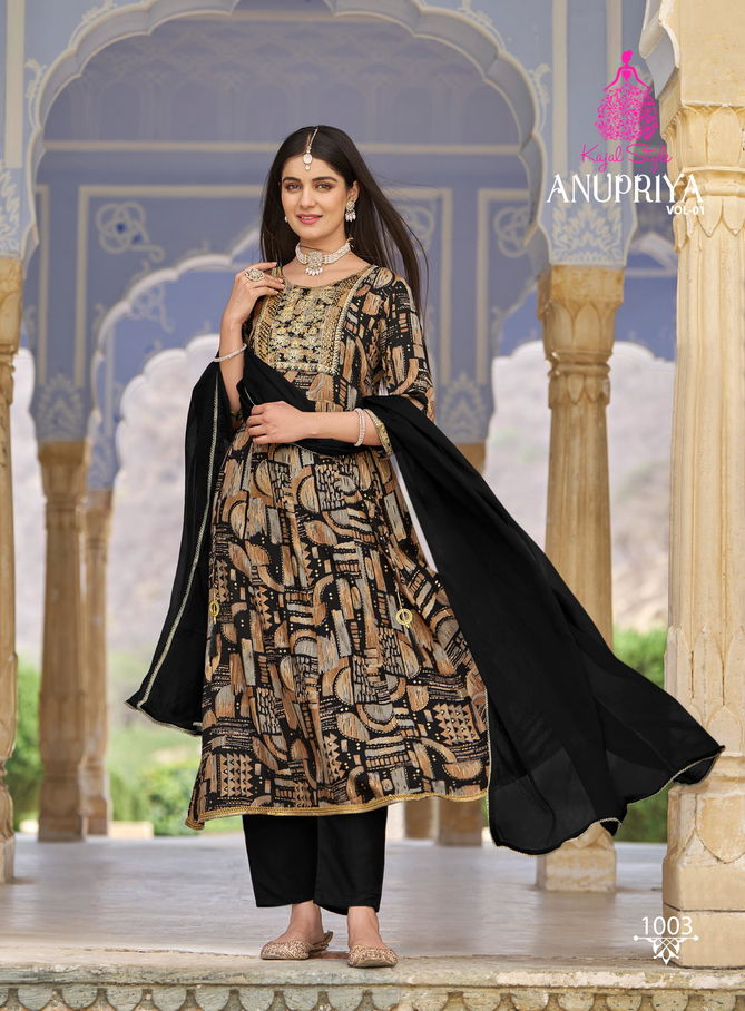 Anupriya Vol 1 By Kajal Style Printed Rayon Anarkali Kurti With Bottom Dupatta Wholesale Online